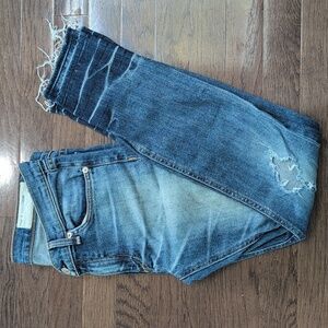 Rag & Bone cropped distressed blue denim straight leg jeans size 27